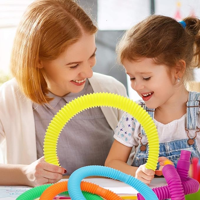 24 Large Jumbo Pop Tubes Sensory Fidget Toys for Party Favors, Classroom Prizes, Goodie Bags, Kids, Toddlers, Adults, Birthday, Christmas, Valentine Gifts