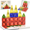 Magnetic Tile Mini Diamond Set Travel Size Magnetic Building Toys with Iron Case, Kid's Travel Essential On-The-Go Magnet Construction Toy Set STEM Development Kit Ages 3+, 26-Piece