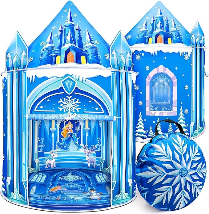 Princess Play Tent,Kids Toys for Girls,Ice Castle Kids Tent Indoor and Outdoor, Large Imaginative Playhouse 51" X 40" with Carrying Bag for 3-12 Years Old Girls Gift