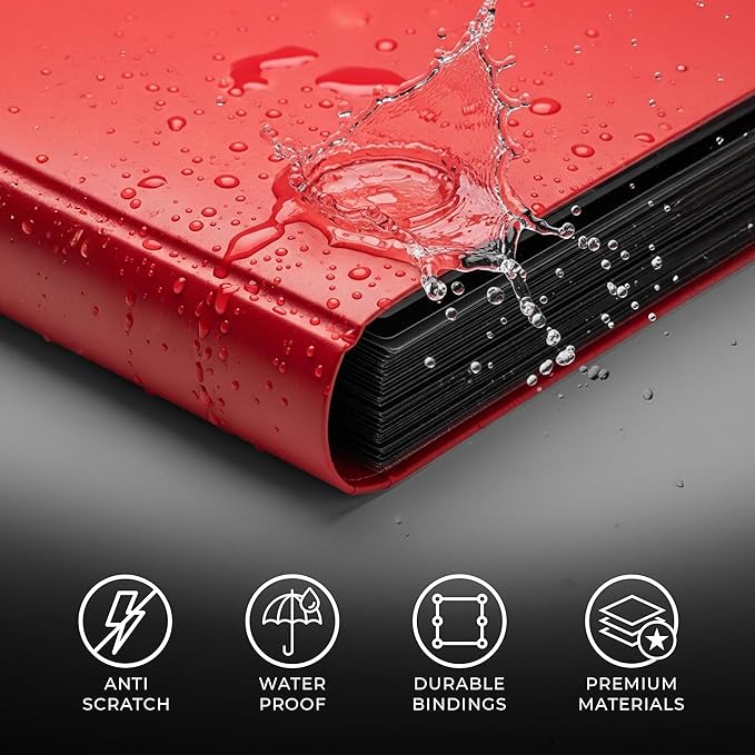 Trading Card Binder Pro-Folio – 9 Pocket Binder - Side-Loading Album, Durable & Acid-Free Storage for Pokémon, YuGiOh, MTG, TCG, Game & Sports Cards, Red