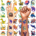 Aresvns Cute Dinosaur Temporary Tattoos for Kids, 117 Parttens Fake Cartoon Colorful Waterproof Tiny Tattoos for Girls Boys Birthday Party Summer Swimming Pool BBQ Decoration Supplies