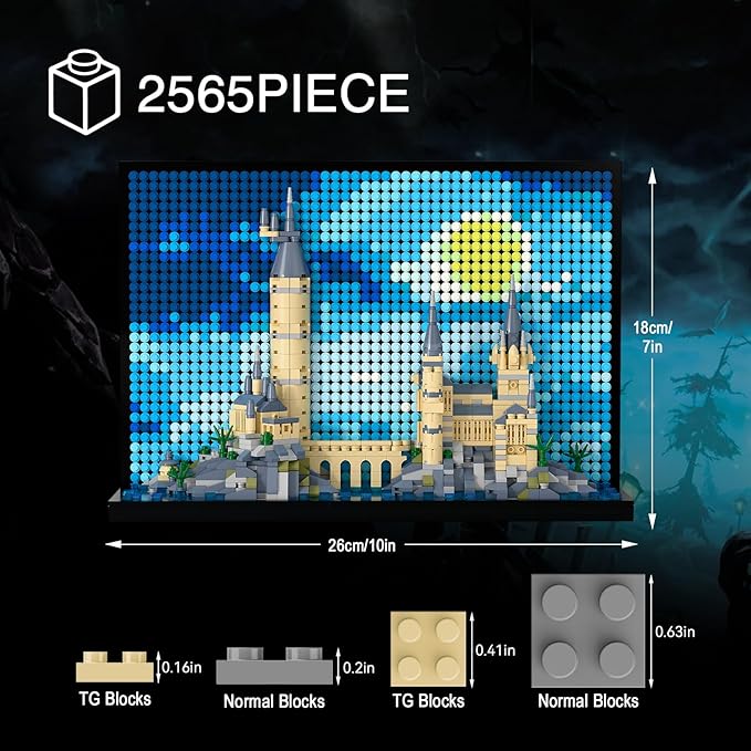 Micro Brick Magic Castle Building Set: 3D Wall Art | 2-in-1 Home Decor Model | Creative Castle & Painting Display | DIY Gift Idea Building Toy for Teens Ages 8+ Kids, Adults