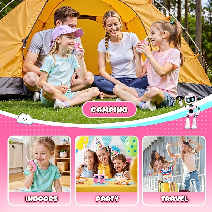 Kids Walkie Talkies Gifts for Girls: Toys Walkie Talkies for Kids 2 Pack Xmas Birthday Gifts for 3 4 5-7 Year Old Girls Grandkids Toys Age 4-5 6-8 Years Old Stocking Stuffers Pink