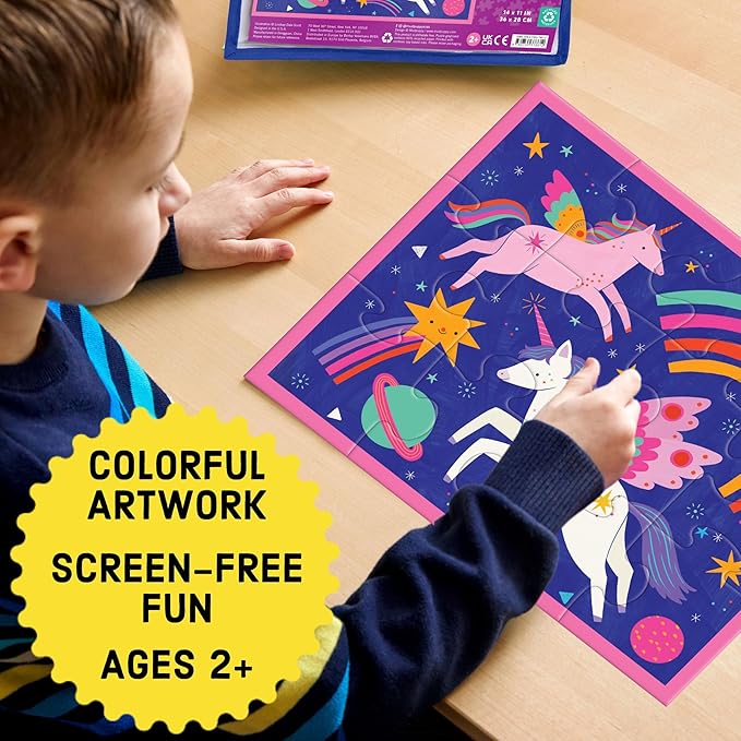 Mudpuppy Unicorn Magic – 12 Piece Puzzle with Reusable Zipper Pouch Featuring Colorful and Fun Illustrations of Magical Unicorns Perfect for Easy Storage and Travel