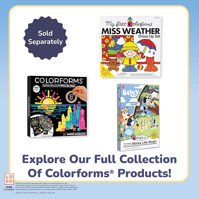 Colorforms Bluey Stickers Play Set Collection 4 Play Scenes with Repositionable Stickers, for Boys and Girls, Ages 3+