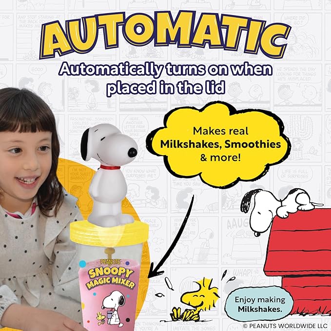 Peanuts Snoopy Magic Mixer – STEM.org Authenticated Educational Drink Mixer for Kids | Safe No-Blade Hands-On STEM Toy for Shakes, Science Experiments and More | Montessori Learning Ages 3+