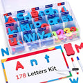 Gamenote Classroom Magnetic Letters Kit 178 Pcs with Double-Side Magnet Board - Foam Alphabet Letters for Kids Spelling and Learning