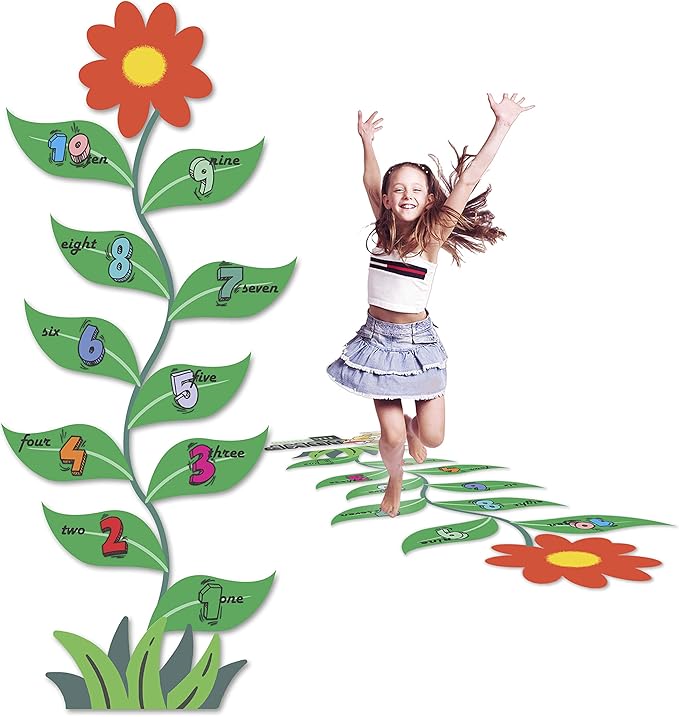 Classroom Decor Sensory Path Decals for Floor & Wall - Number Flower Hopscotch Floor Stickers for Boosting Gross Motor Skills