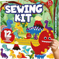 QUOKKA Kids Crafts Ages 7-9, DIY Beginner Needle and Thread Kit - 12 Wild Dino Sewing Kit Basic - Fun Arts Crafts for Kids Ages 7-9 Girls Boys - Plastic Needles, Scissors - 7+ Year Old Girl Gifts