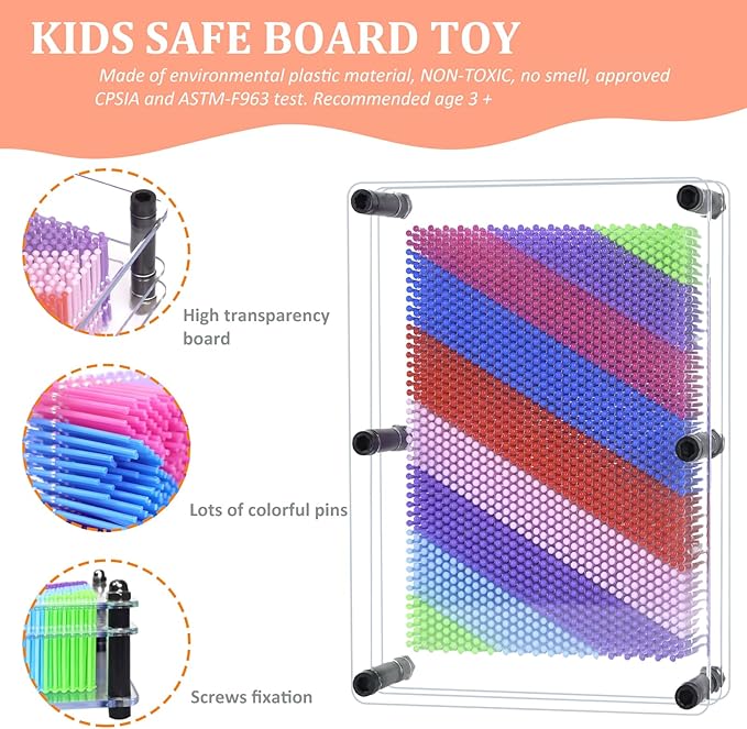 MICKYU Rainbow 3D Pin Art Impression Toy Fidget Sensory Toys for Kids with Autism