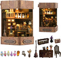 Book Nook Kit - DIY Enchanted Cottage Miniature House for Adults & Teens, 3D Wooden Puzzle Booknook with LED Lights, Bookshelf Insert Decor & Creative Model Building（Magic Bookstore）