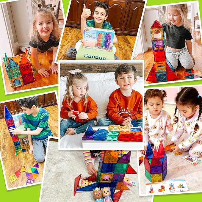 Magnetic Tiles Kids Toys STEM Magnet Toy for Toddler Magnetic Blocks Building Preschool Learning Sensory Montessori Toys for 3+ Year Old Boys and Girls, Safe Creativity Toddler Kids Toy 40PCS