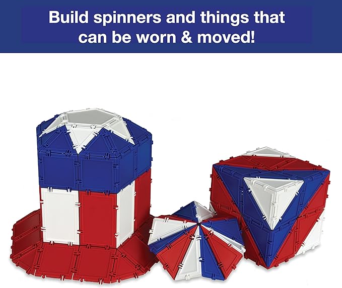 Jumbo Set Red, White & Blue, STEM & Math Toy Set Includes Online Activities, Made in USA