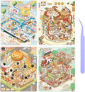 Girls 3D Miniature Scene Stickers, 4 Sets Mini Stores DIY House Stickers for Burger, Hot Pot, Convenience Store, Breakfast, Cute 3D Cartoon Scene Stickers for Adult Kids Relief Stress Pass The Time