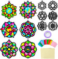 Qyeahkj 36 Set Mandala Suncatchers Crafts for Kids DIY Mandala Window Tissue Paper Craft Kit Art Flower Hanging Decor for Summer School Home Activity Art Project Birthday Party Favor Gift