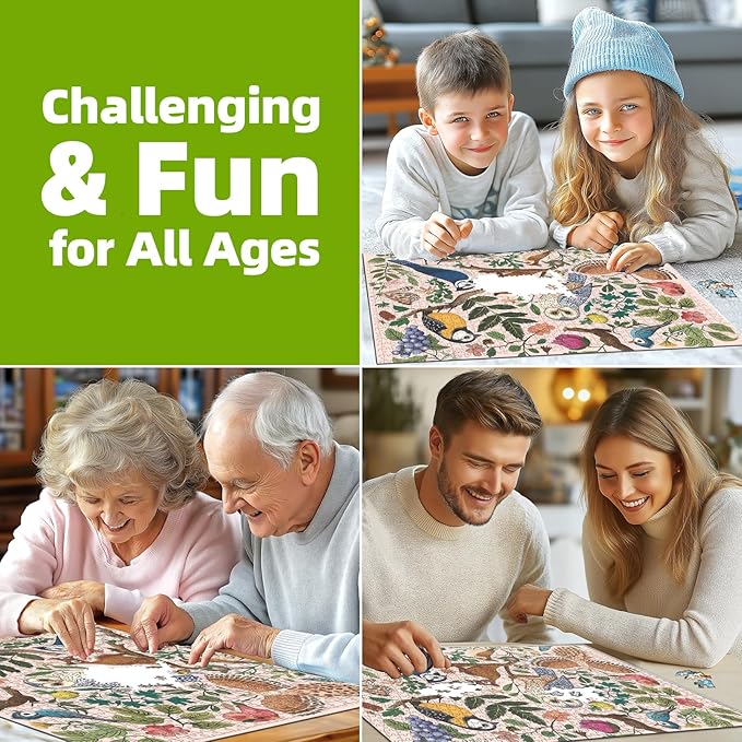 500 Pieces Puzzles for Adults Forest Birds Jigsaw Puzzles 500 Pieces Difficult Fun Owl and Floral Unique Beautiful Birds Flowers Family Puzzle Challenging Games Gift for Adults (21"x15")