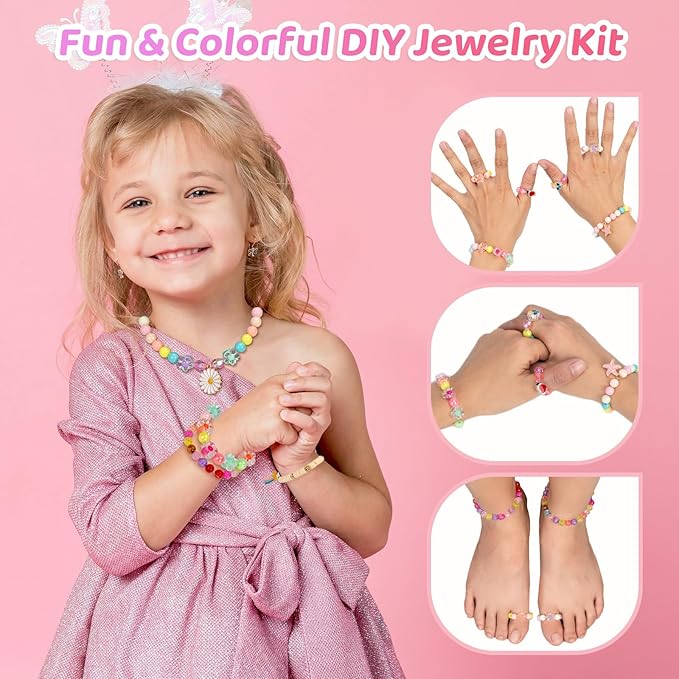 Accevo Unicorn Gifts for Girls, Bracelet Making Kit, 1370PCS Charm Jewelry Making Kit, Gifts for Teenage Girls Toys Age 5 6 7 8 9 10, DIY Arts and Crafts for Kids, Girl Birthday Christmas Presents