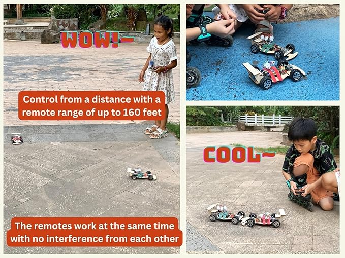Wooden Wireless Remote Control F1 Racing Car Science Kit to Build (Red), STEM Project for Kids aged8 9 10 11 12 13, Science Building Kit Gift for Boys and Girls