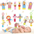 Bloobloomax Wrist and Foot Rattles - Hanging and Hand Bracelet Rattles, Ankle Socks for Newborns and Infants (12pcs)