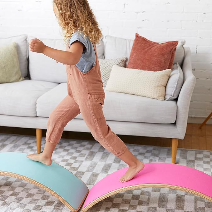 ECR4Kids Balance Board with Felt Base, Montessori Toy, Bright Pink