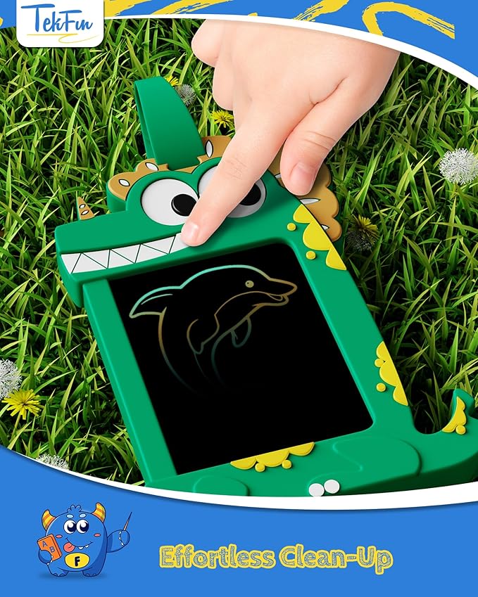 TEKFUN NanoDoodle Gift for Kids, Dinosaur Boys Toys 4.5in LCD Drawing Board, Activity Portable Gift Personality Tag Kid Toys for Birthday Christmas Gift 3-10 Years