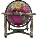 Limited Edition! Unique Art Since 1996 Pink Pearl Swirl Table Top Gemstone World Globe with Silver Zinc Alloy Stand (220MM/9 INCHES 4 LEG/PINK PEARL)
