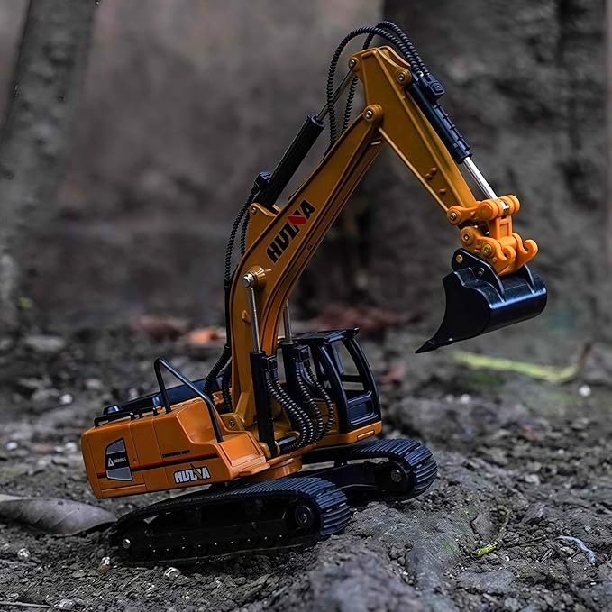 Gemini&Genius Tracked Excavator Toy for Kids, Heavy Duty Digger Construction Vehicle Toy with 360 Degrees Rotation 1:60 Scale Engineering Collectible Model Toy for Kids and Decoration for House