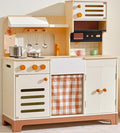 PairPear Wooden Play Kitchen for Kids, XL Large Toy Kitchen Playset with Coffee Maker, Fridge & Large Storage System, Pretend Toy Food Cooking Set Play Kitchen Accessory for Kids Ages 3+