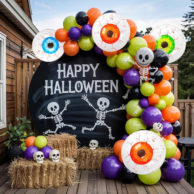 Halloween Foil Balloons Orange Green Blue Eye, 6 Pcs Large Eye Giant 4D Round Balloons, 22 Inch Big Round Foil Balloon Halloween Party Decorations for Adults Kids
