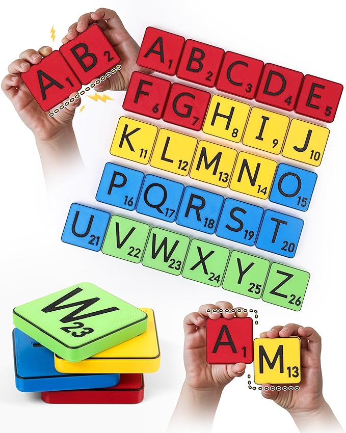 Learn Your Alphabet! Self-Correcting Magnetic Alphabets, Uppercase Letters – Help Kids Learn The Basics and More – Educational Toy Set of Magnetic Letters for Early Learning
