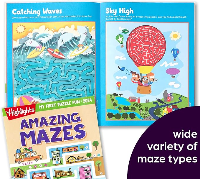 Highlights for Children My First Puzzle Fun 2024 Puzzle Books for Kids Ages 3-6, 4-Book Set of Matching, Mazes, Spot-The-Differences, and More Travel-Friendly Screen Free Brain-Boosting Activities