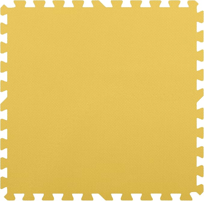 FlooringInc's 1/2" Soft Non-Toxic Baby Play Mat, Toddler Playmat, Colorful Puzzle PlayMat, Floor Mats for Kids & Babies, EVA Foam Interlocking Tiles for Nursery & Playroom | Yellow, 15 Tiles, 60 Sq/Ft