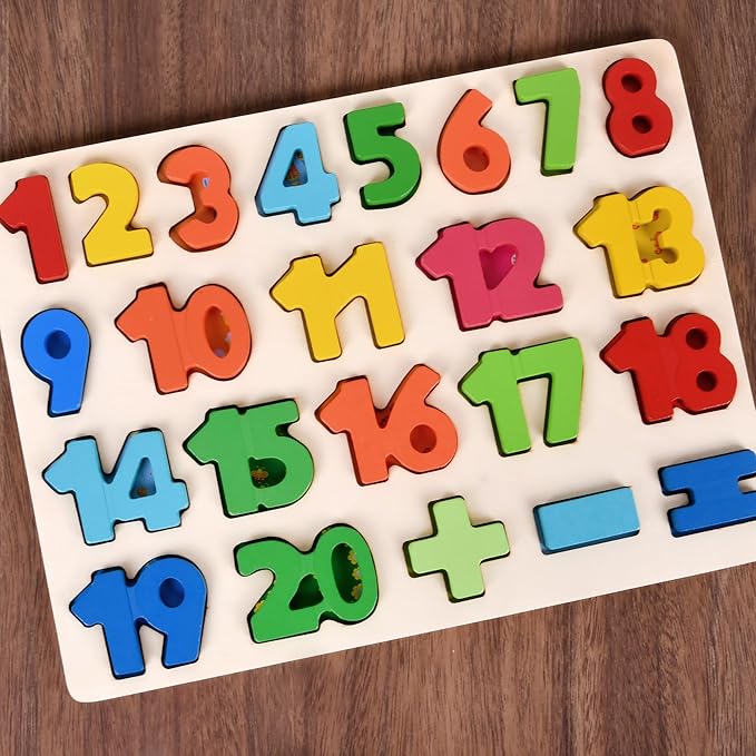 Number Puzzle Wooden Puzzle for Toddlers 3 4 5 Year Old Puzzles Learning Toys, Preschool Educational Board Game for Boys and Girls Gifts Toddler, Number Block Floor Puzzles Toy Kids Ages