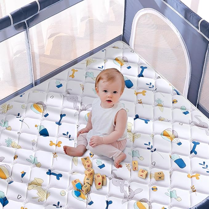 Baby Play Mat 71" X 59", Premium Thicken Foam One-Piece Crawling Mat, Extra Large Non-Slip Cushioned Activity Playmats for Babies, Toddlers, Infants, Play & Tummy Time