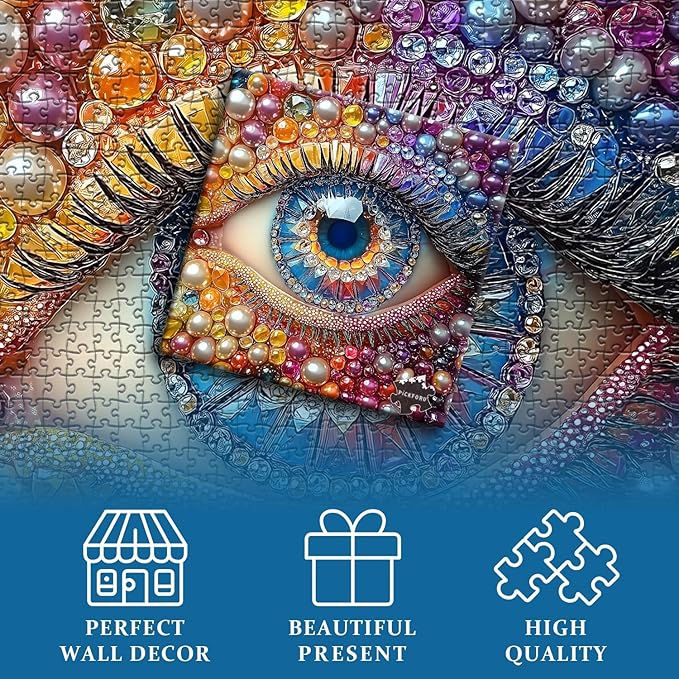 Impossible Puzzles for Adults1000 Pieces, Eye Colorful Gradient Crystal Diamond Abstract Art Themed, Hard Difficult Challenge Jigsaw Puzzle