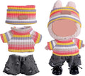 Clothes for 17cm Doll (NO Doll),Adorable Outfit ，Handcrafted Clothes Set with Dress Up ,Ropa Accessories Hat + Sweater + Pants (Rainbow + Black)