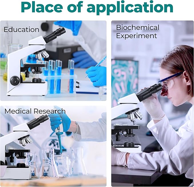 Sinher XSZ-2108A Professional lab Compound Binocular microscopes 40X-2000X Magnification for Kids Students Adults School Lab Home Education with Microscope Slides Set.