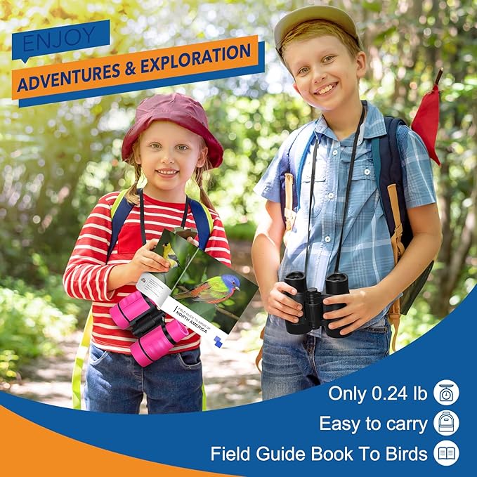 Boy Toys Ages 3-8: Kids Binoculars with Bird Watching Manual 4 5 6 7 8 Year Old Boys Girls Christmas Birthday Gifts Outdoor Travel Binoculars Toy for Kid Age 4-6 Toddler Camping|Hiking Toys