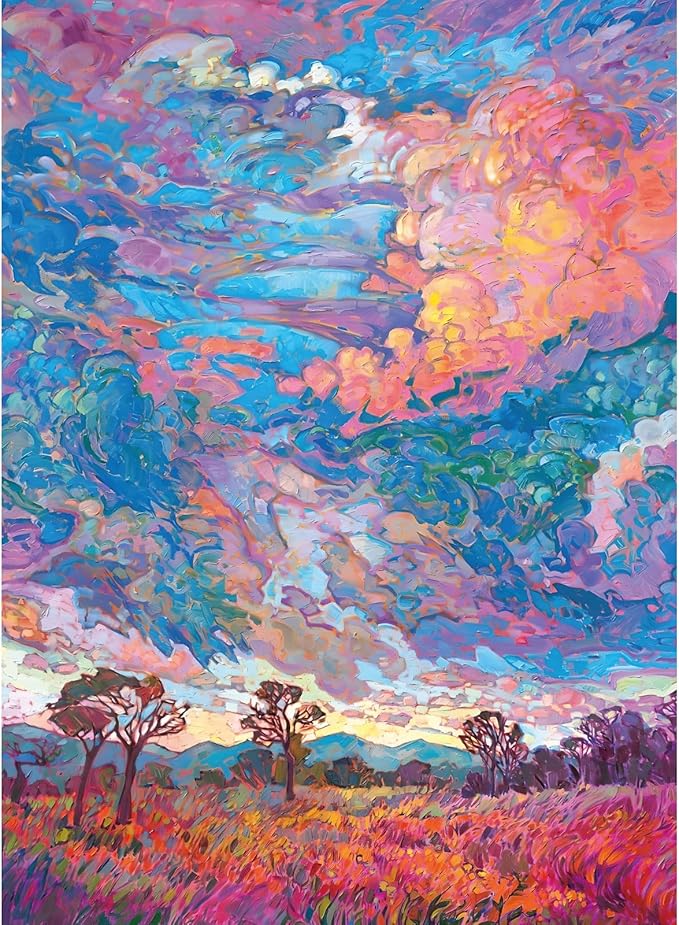 Jigsaw Puzzles 500 Pieces for Adults Glitter Abstract Sunset Jigsaw Puzzles Challenging Puzzle Game with Letters on The Back (20.5'' x 15'')