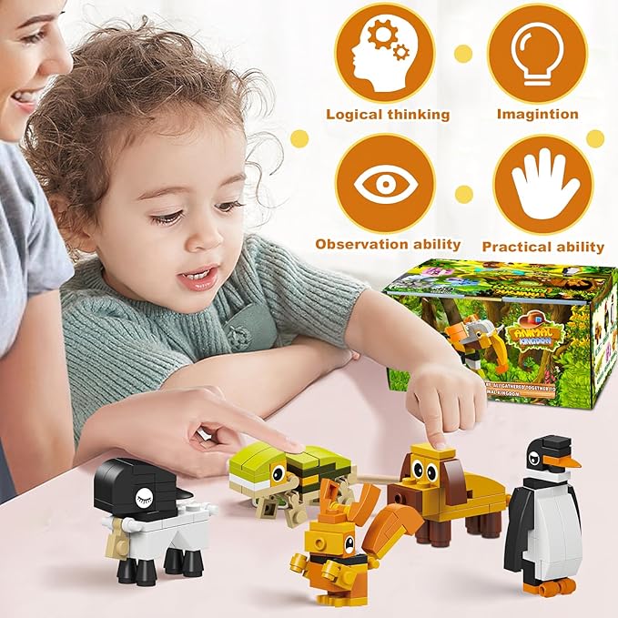 24 Packs Animal Building Blocks Valentines Gifts for School, Valentines Exchange Party Gifts for Boys Girls