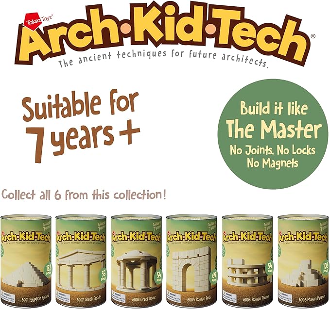 Taksa Toys Ancient Greek Dome Stem Toys Educational Stackable Building Blocks, for Kids Ages 7 8 9 10+ Years Old, Indoor Premium Architectural Kit Construction Games, Montessori Children Toys 54 Pcs
