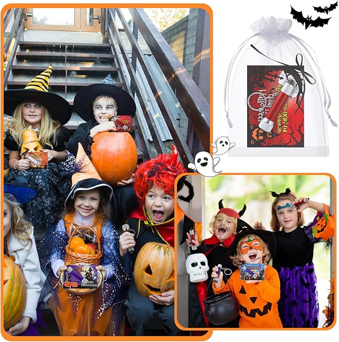 24 Sets Halloween Gifts Bulk Flashlights Set with Happy Halloween Card for Night Trick or Treat Party Favors