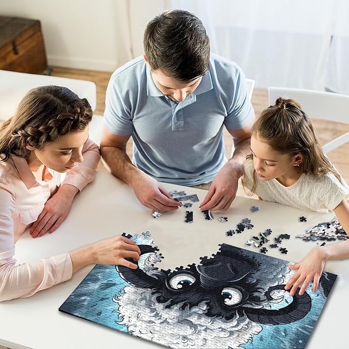 Sheep Thickened Wooden Jigsaw Puzzle for Adults Fun 1000 Piece 3D Animal Toy Intellectual Game Home Decoration Education Game Stress Relief Relaxation and Intelligence 1000pcs (75x50cm)