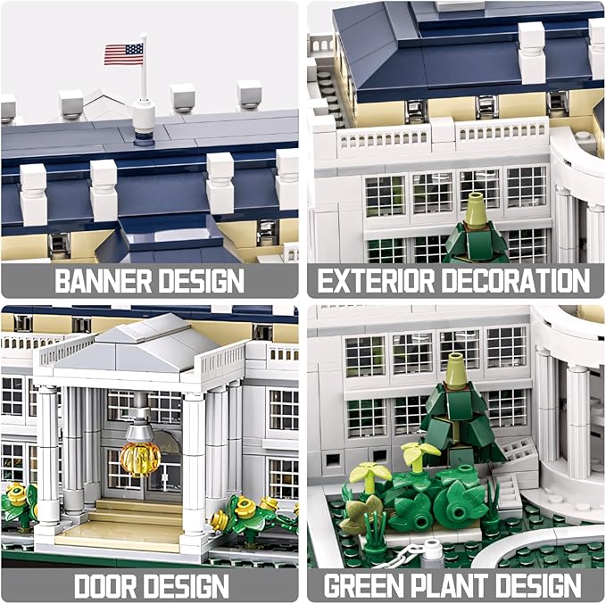 White House Model Building Block Sets 895 Pieces Washington Famous Landmark Architecture Gifts for Adults and Kids