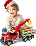 Kids Toys for 3 4 5 6 7 Years Old Boys, 15" Large Farm Truck with Loading Crane and 6 Trunks Friction Powered Truck Vehicle Toy for Toddler, Birthday Gifts for Boy Toddler Child