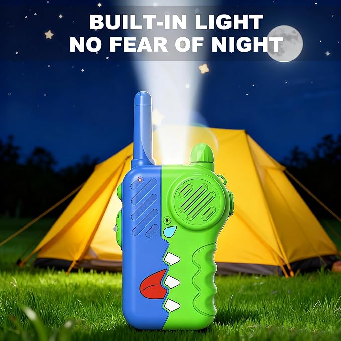 2200m Long Range Kid's Walkie Talkies 2 Pack, Boy's Walkie Talkies Toys, Indoor Outdoor Camping Fun Toys, Built-in Flashlight, Boys Birthday Gifts, Family Games (Green)