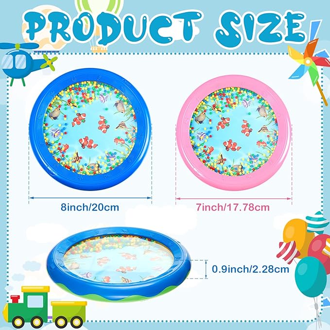 2 Pcs Ocean Drum Wave Bead Ocean Sound Drum Gentle Sea Sound Music Gift Educational Sea Tool Percussion Instruments, Pink and Blue, 7 Inch 8 Inch