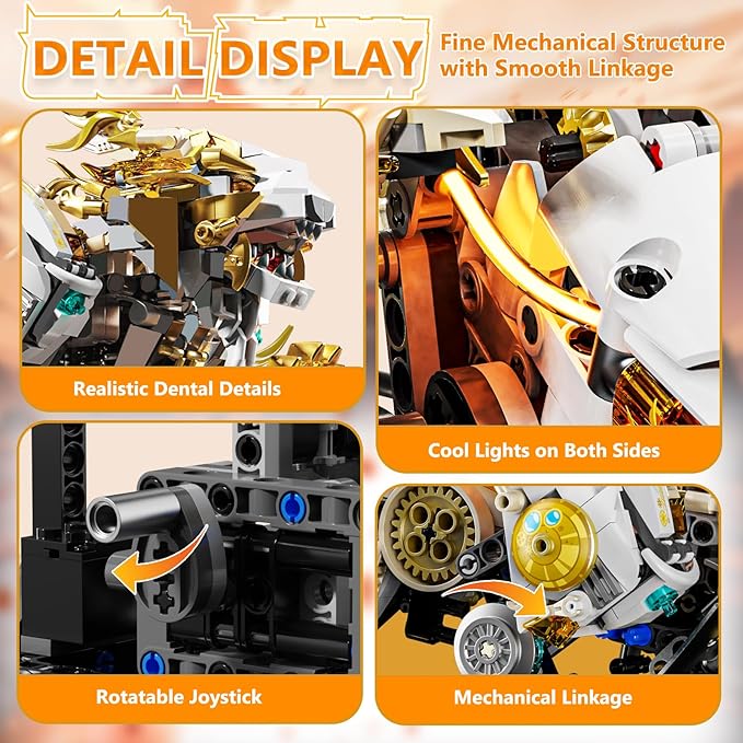 Mechanical Lion Building Sets, Movable Animal with Display Stand Adults Home or Office Decor STEM Building Blocks Toy Gifts for Teens Boys Ages 12 13 14 (1073PCS)