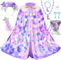 Princess Dress Up Toys Princess Dress Up Clothes Rainbow Mermaid Cape Kit 9 Pcs Gift Set for Little Girls 3-8 Years