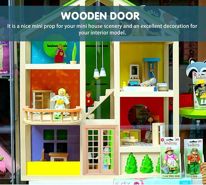 DOITOOL Dollhouse Double Doors 1: 12 Scale Dollhouse Furniture DIY Miniature Doors and Windows Dollhouse Accessories Miniature Window Frames 28 Panes Dollhouse Furniture Model